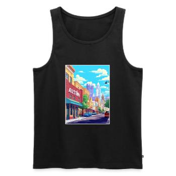 Austin Texas Vintage Voyage Poster WPA Souvenir - Débardeur bio Premium Homme - noir - Devant - Michal (187cm)