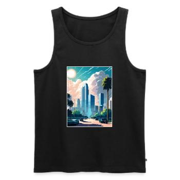 Houston Texas Vintage voyage affiche WPA Souvenir - Débardeur bio Premium Homme - noir - Devant - AI Model Male 178 light (178cm)