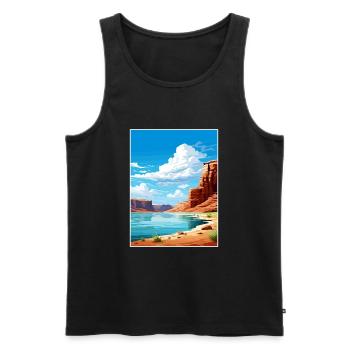 Lac Powell, Utah, Affiche de voyage vintage, souvenir - Débardeur bio Premium Homme - noir - Devant - AI Model Male 178 light (178cm)