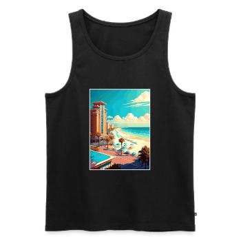 Destin Florida Vintage Voyage Poster WPA Souvenir - Débardeur bio Premium Homme - noir - Devant - AI Model Male 178 light (178cm)