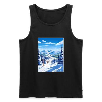 Deer Valley Utah Vintage voyage affiche Souvenir - Débardeur bio Premium Homme - noir - Devant - AI Model Male 178 light (178cm)