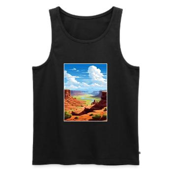 Green River Utah Vintage voyage affiche Souvenir - Débardeur bio Premium Homme - noir - Devant - AI Model Male 178 light (178cm)