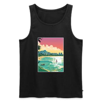 Honolulu Hawaii Vintage Reiseposter WPA Souvenir - Männer Premium Bio Tank Top - Schwarz - Vorne - Michal (187cm)
