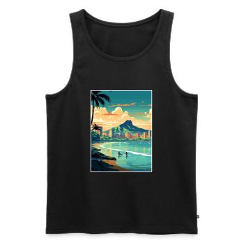 Honolulu Hawaii Vintage Reiseposter WPA Souvenir - Männer Premium Bio Tank Top - Schwarz - Vorne - Michal (187cm)