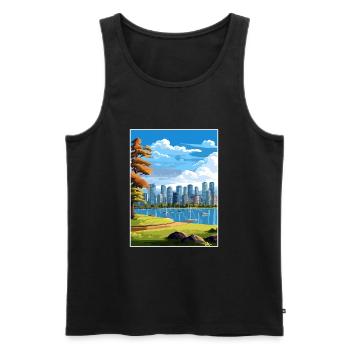 Vancouver Canada Vintage voyage affiche Souvenir - Débardeur bio Premium Homme - noir - Devant - Michal (187cm)