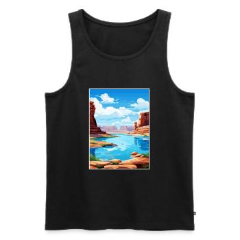 Lac Powell Utah Vintage voyage affiche Souvenir - Débardeur bio Premium Homme - noir - Devant - AI Model Male 178 light (178cm)