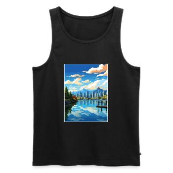 Vancouver Canada Vintage voyage affiche Souvenir - Débardeur bio Premium Homme - noir - Devant - Michal (187cm)