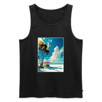 Siesta Key Florida Vintage Travel Poster Souvenir - Men's Premium Organic Tank Top - black - Front - AI Model Male 178 light (178cm)