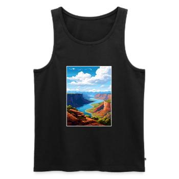 Flaming Gorge Utah Vintage voyage affiche Souvenir - Débardeur bio Premium Homme - noir - Devant - AI Model Male 178 light (178cm)