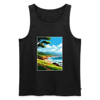 Kaena Point Hawaï Vintage voyage affiche Souvenir - Débardeur bio Premium Homme - noir - Devant - Michal (187cm)