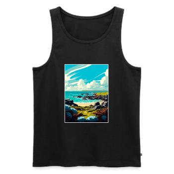 Phillip Island Australie Vintage Travel Poster WPA - Débardeur bio Premium Homme - noir - Devant - AI Model Male 178 light (178cm)