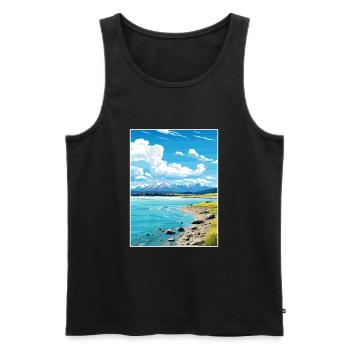 Lac Tekapo Nouvelle-Zélande Nz Vintage Travel Poster - Débardeur bio Premium Homme - noir - Devant - Michal (187cm)