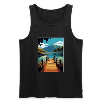 Nelson Lakes New Zealand Vintage Travel Poster WPA - Men's Premium Organic Tank Top - black - Front - AI Model Male 178 light (178cm)