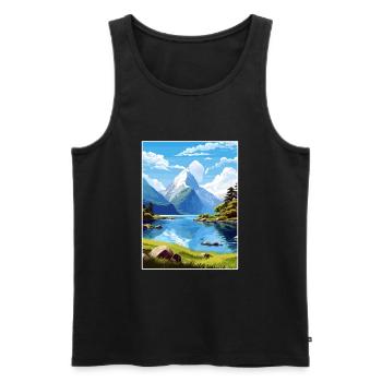Milford Sound Neuseeland Vintage Reiseposter - Männer Premium Bio Tank Top - Schwarz - Vorne - Michal (187cm)