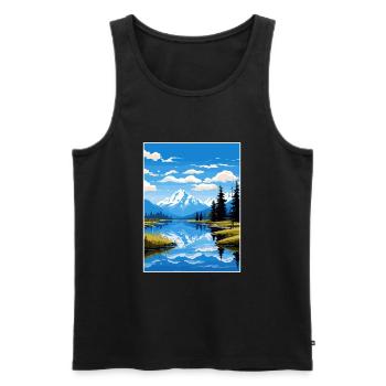 Lake Matheson Neuseeland Vintage Reiseposter - Männer Premium Bio Tank Top - Schwarz - Vorne - Michal (187cm)