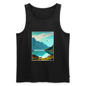 Milford Sound Neuseeland Vintage Reiseposter - Männer Premium Bio Tank Top - Schwarz - Vorne - Michal (187cm)