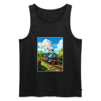 Puffing Billy Railway Vintage Affiche de voyage WPA - Débardeur bio Premium Homme - noir - Devant - AI Model Male 178 light (178cm)