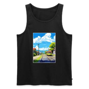 Shantytown Nouvelle-Zélande Vintage voyage affiche WPA - Débardeur bio Premium Homme - noir - Devant - Michal (187cm)