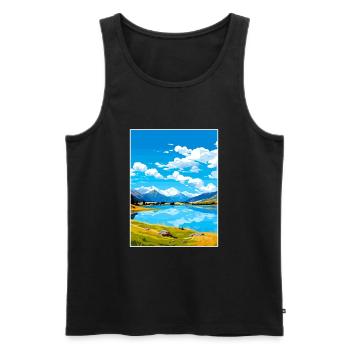 Lake Hayes Neuseeland Vintage Reiseposter WPA - Männer Premium Bio Tank Top - Schwarz - Vorne - Michal (187cm)