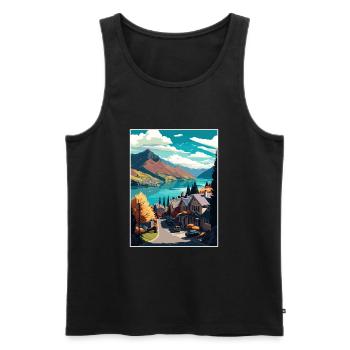 Queenstown Neuseeland Vintage Reiseposter WPA - Männer Premium Bio Tank Top - Schwarz - Vorne - Michal (187cm)