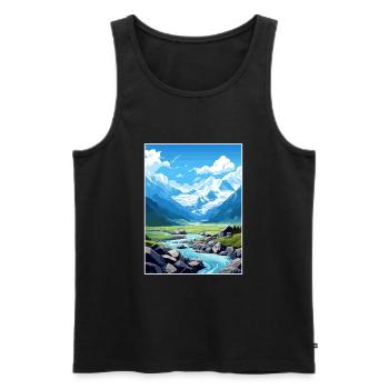 Fox Glacier Neuseeland Vintage Reiseposter WPA - Männer Premium Bio Tank Top - Schwarz - Vorne - AI Model Male 178 light (178cm)