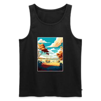 Hunter Valley Australie Vintage voyage affiche WPA - Débardeur bio Premium Homme - noir - Devant - Michal (187cm)