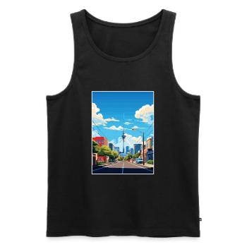 Auckland Nouvelle-Zélande Nz Vintage voyage affiche WPA - Débardeur bio Premium Homme - noir - Devant - Michal (187cm)
