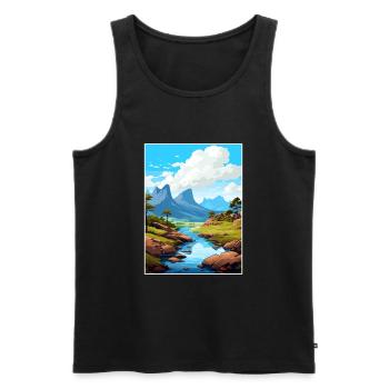 Cradle Mountain Australia Vintage Travel Poster - Men's Premium Organic Tank Top - black - Front - Michal (187cm)