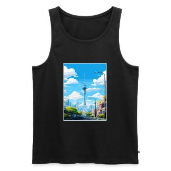 Auckland Nouvelle-Zélande Nz Vintage voyage affiche WPA - Débardeur bio Premium Homme - noir - Devant - Michal (187cm)