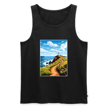 Nugget Point Neuseeland Vintage Reiseposter WPA - Männer Premium Bio Tank Top - Schwarz - Vorne - Michal (187cm)