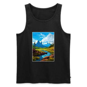 Cradle Mountain Australia Vintage Travel Poster - Men's Premium Organic Tank Top - black - Front - Michal (187cm)