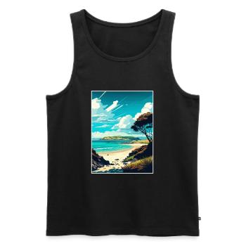 Doubtless Bay Neuseeland Vintage Reiseposter - Männer Premium Bio Tank Top - Schwarz - Vorne - Michal (187cm)