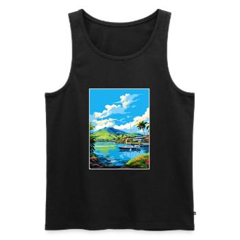 Hamilton Island Australia Deco Travel Poster - Men's Premium Organic Tank Top - black - Front - Michal (187cm)