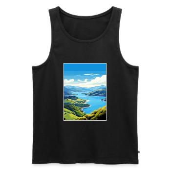 Marlborough Sounds Neuseeland Reiseposter - Männer Premium Bio Tank Top - Schwarz - Vorne - Michal (187cm)