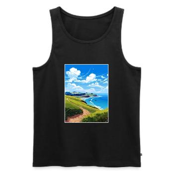 Coromandel-Halbinsel Neuseeland Reiseposter - Männer Premium Bio Tank Top - Schwarz - Vorne - Michal (187cm)