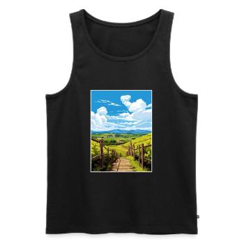 Wairarapa Wine Region New Zealand Travel Poster - Men's Premium Organic Tank Top - black - Front - AI Model Male 178 light (178cm)