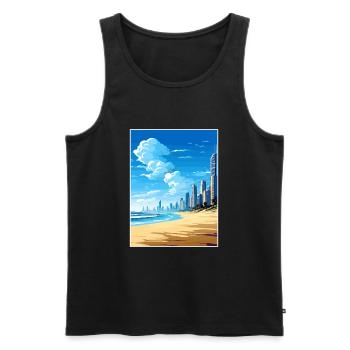 Surfers Paradise Beach Australien Reiseposter - Männer Premium Bio Tank Top - Schwarz - Vorne - AI Model Male 178 light (178cm)
