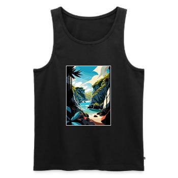Paparoa Nationalpark Neuseeland Reiseposter - Männer Premium Bio Tank Top - Schwarz - Vorne - Michal (187cm)