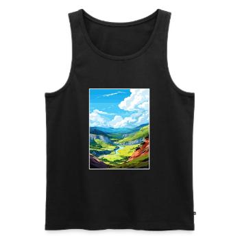 Waimangu Volcanic Valley Nouvelle-Zélande affiche de voyage - Débardeur bio Premium Homme - noir - Devant - Michal (187cm)