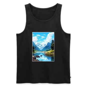 Fiordland Nationalpark Neuseeland Reiseposter - Männer Premium Bio Tank Top - Schwarz - Vorne - Michal (187cm)