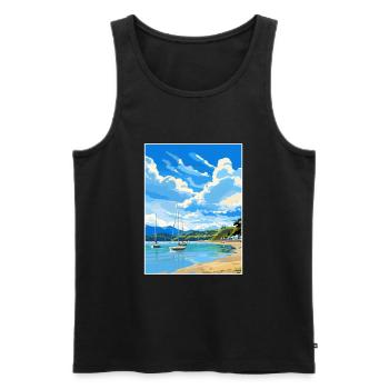 Whanganmata Whanganmatad Neuseeland Reiseposter - Männer Premium Bio Tank Top - Schwarz - Vorne - Michal (187cm)