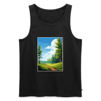 Kaitoke Regional Park New Zealand Travel Poster - Men's Premium Organic Tank Top - black - Front - AI Model Male 178 light (178cm)