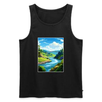 Tal der Giganten Baumwipfelpfade Reiseposter - Männer Premium Bio Tank Top - Schwarz - Vorne - AI Model Male 178 light (178cm)