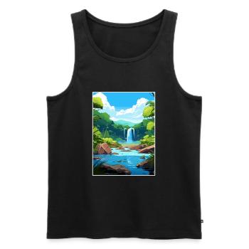 Daintree Rainforest Australia Deco Travel Poster - Men's Premium Organic Tank Top - black - Front - Michal (187cm)