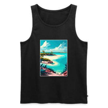 Turks And Caicos Islands Caribbean Travel Poster - Men's Premium Organic Tank Top - black - Front - AI Model Male 178 light (178cm)
