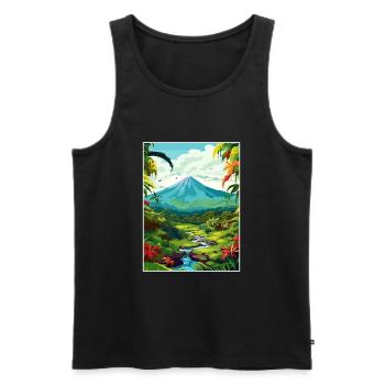 Costa Rica Vulkan Arenal Karibik Reiseposter - Männer Premium Bio Tank Top - Schwarz - Vorne - AI Model Male 178 light (178cm)