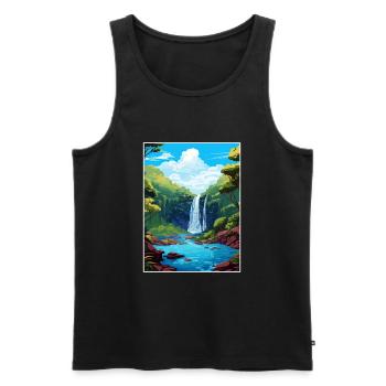 La Paz Waterfall Gardens Costa Rica affiche de voyage - Débardeur bio Premium Homme - noir - Devant - AI Model Male 178 light (178cm)