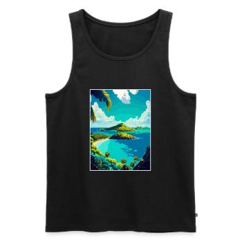 Saint Vincent And The Grenadines Caribbean Travel - Men's Premium Organic Tank Top - black - Front - AI Model Male 178 light (178cm)
