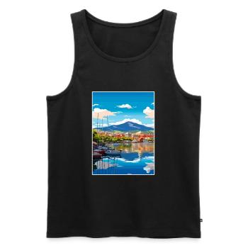 Hobart Australie Au Vintage voyage affiche Souvenir - Débardeur bio Premium Homme - noir - Devant - Michal (187cm)