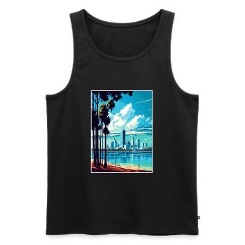 Perth Australie Vintage voyage affiche WPA Souvenir - Débardeur bio Premium Homme - noir - Devant - Michal (187cm)